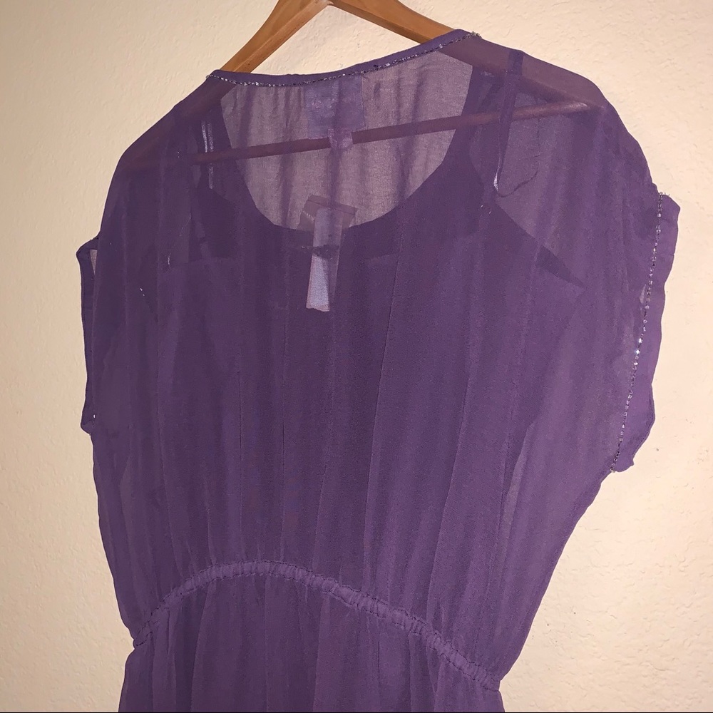 Romeo & Juliet Couture Puple Beaded Sheer Dress - Picture 13 of 14